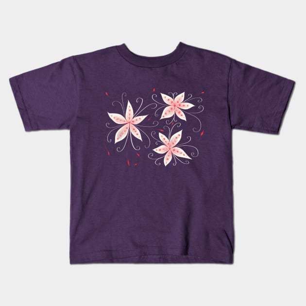 Beautiful Flowers In Red And White Kids T-Shirt by Boriana Giormova